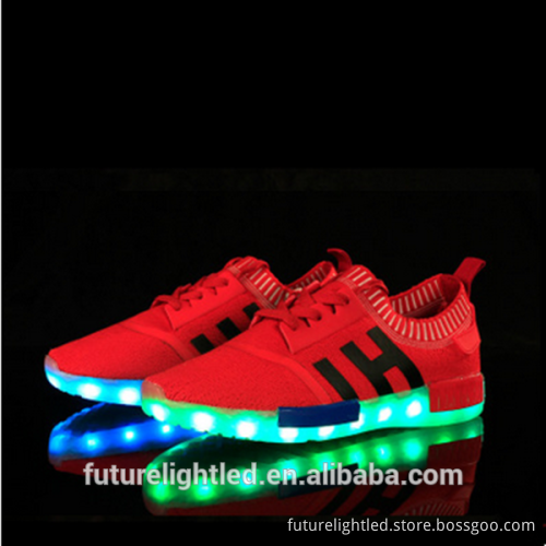 Cheap flyknit upper men and women's LED dance shoes